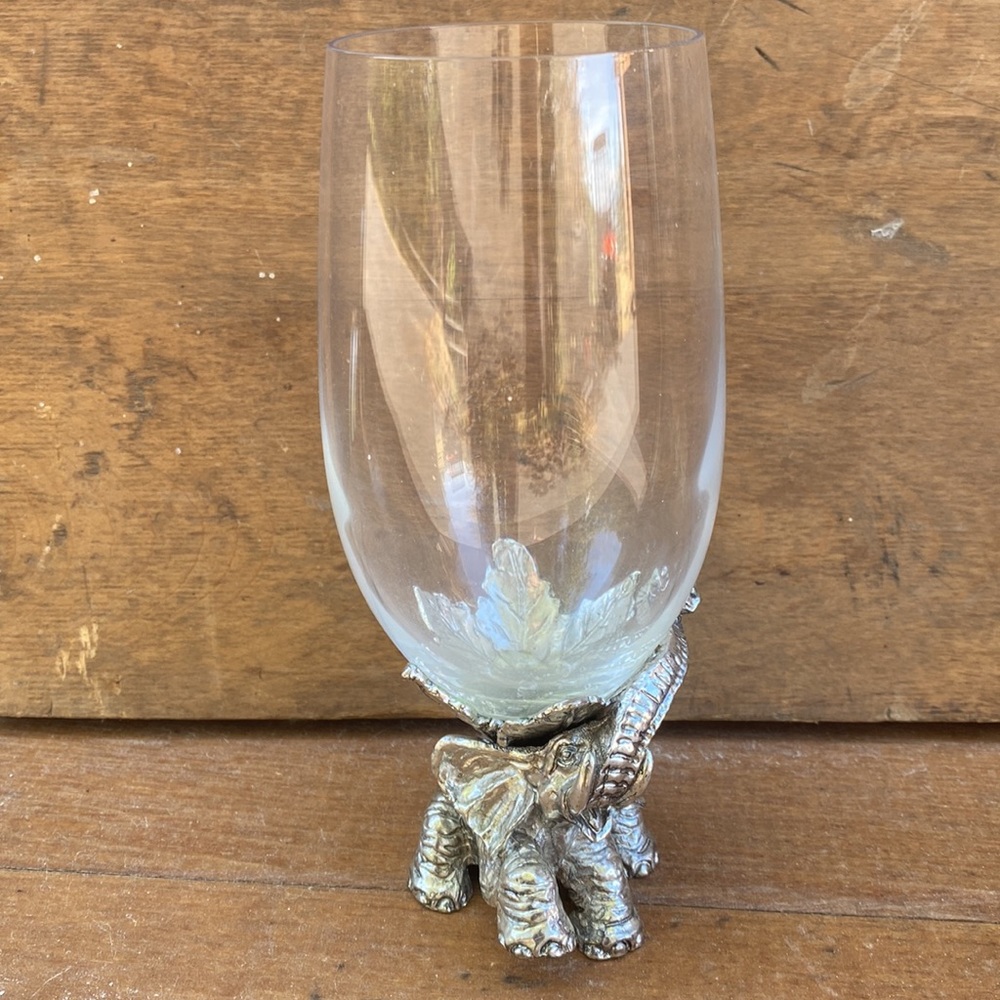 Arthur Court Elephant Water Glass Pewter Vintage